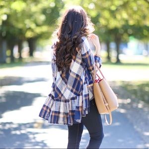 Free People paid top with ruffle hem